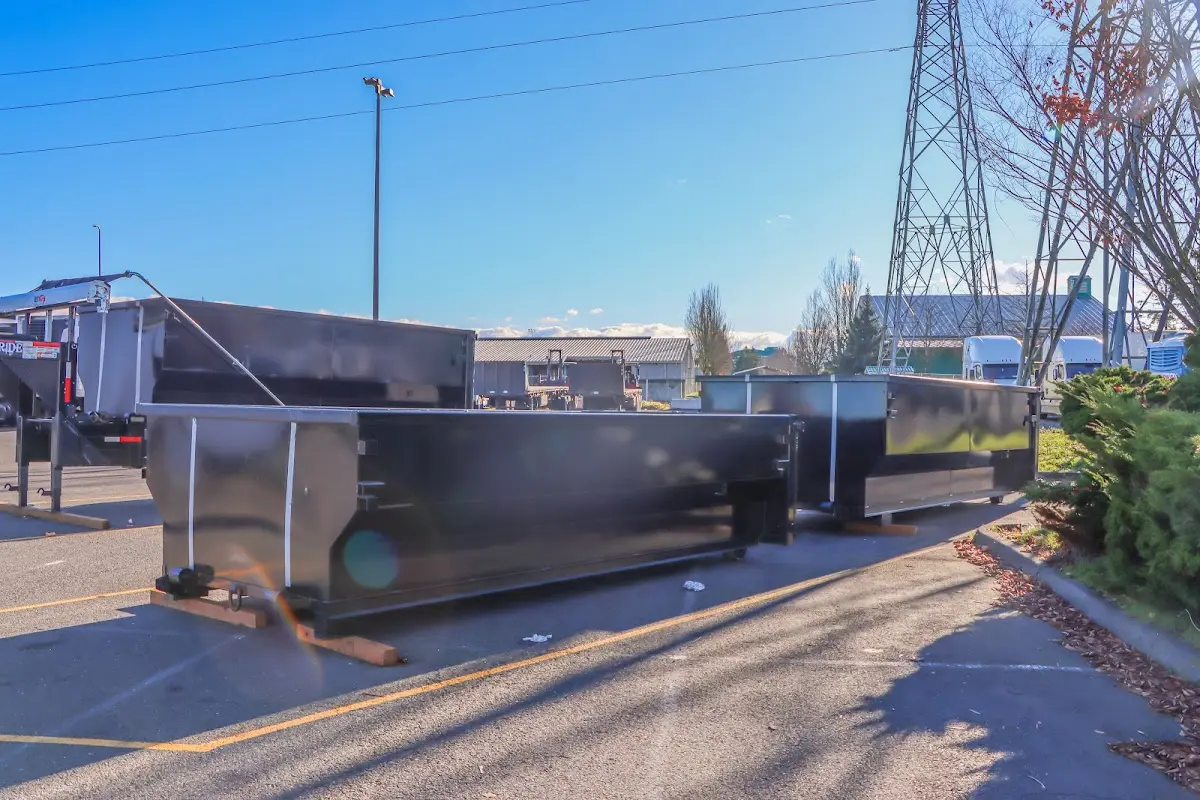 Roll-off dumpster ready for waste disposal at job site for Yard Waste Dumpster Rental in Chester